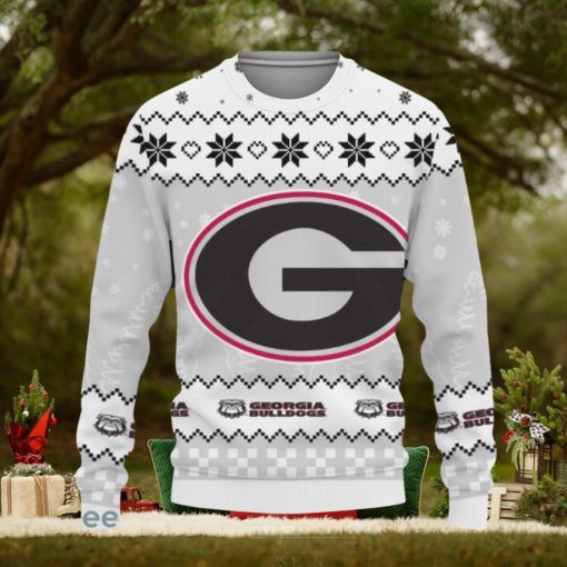 Snow Team Logo Georgia Bulldogs Gifts For Fan Christmas Tree Ugly Christmas Sweater AOP