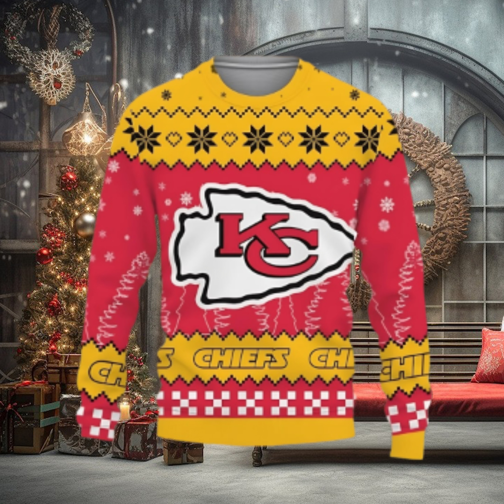 Snow Team Logo Kansas City Chiefs Christmas Tree Ugly Xmas Sweater Snow Team Logo Kansas City Chiefs Christmas Tree Ugly Xmas Sweater