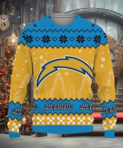 Snow Team Logo Los Angeles Chargers Gifts For Fan Christmas Tree Knitted Christmas Sweater