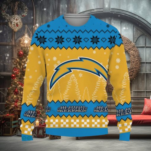 Snow Team Logo Los Angeles Chargers Gifts For Fan Christmas Tree Knitted Christmas Sweater