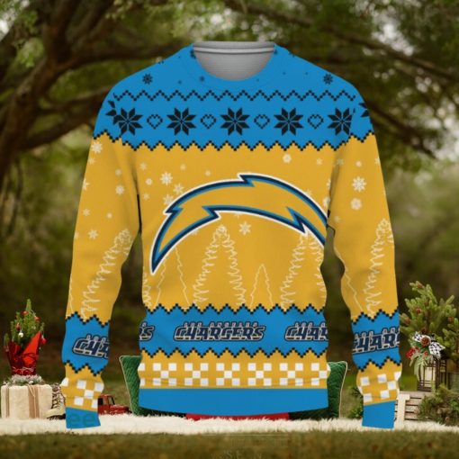 Snow Team Logo Los Angeles Chargers Gifts For Fan Christmas Tree Knitted Christmas Sweater