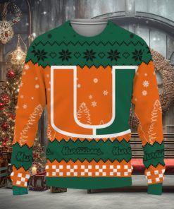 Snow Team Logo Miami Hurricanes Gifts For Fan Christmas Tree Ugly Christmas Sweater