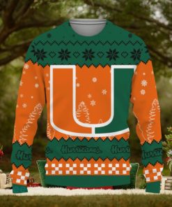 Snow Team Logo Miami Hurricanes Gifts For Fan Christmas Tree Ugly Christmas Sweater
