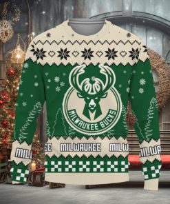 Snow Team Logo Milwaukee Bucks Gifts For Fan Christmas Tree Knitted Christmas Sweater