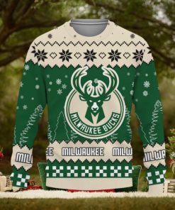 Snow Team Logo Milwaukee Bucks Gifts For Fan Christmas Tree Knitted Christmas Sweater