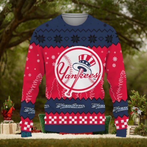 Snow Team Logo New York Yankees Gifts For Fan Christmas Tree Ugly Xmas Sweater