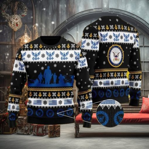 Snowflakes US Navy Soldier Christmas Ugly Sweater 3D