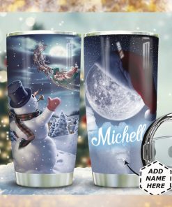 Snowman Moon Christmas Personalized Tumbler