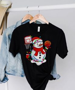 Snowman Playing Basketball Merry Christmas Light shirt