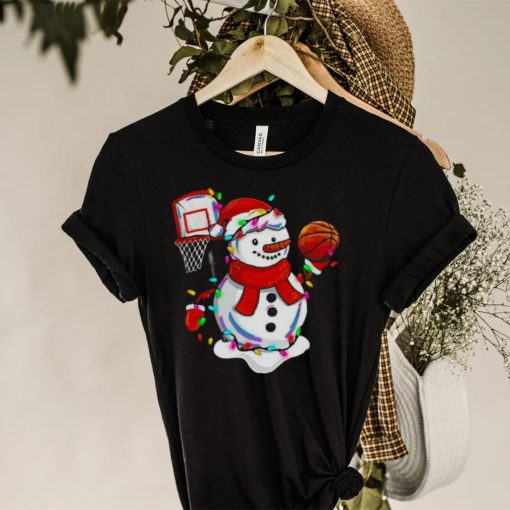 Snowman Playing Basketball Merry Christmas Light hoodie, sweater, longsleeve, shirt v-neck, t-shirt