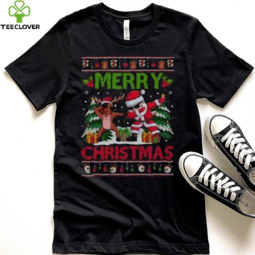 Snowman Tree Reindeer Dabbing Santa Merry Christmas 2023 T Shirt