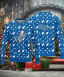 Snowy Trees Dodgers Logo Christmas Ugly Sweater