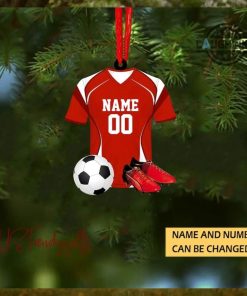Soccer Christmas Ornament Woodern Shaped Personalized Soccer Player Ornament Custom Name And Number Soccer Ball Christmas Ornament Xmas Tree Decoration Gift