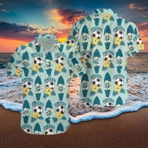 Soccer Surfing Summer Hibiscus Hawaiian Shirt