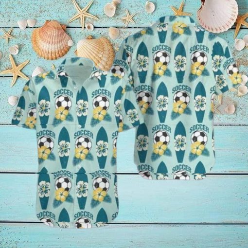 Soccer Surfing Summer Hibiscus Hawaiian Shirt
