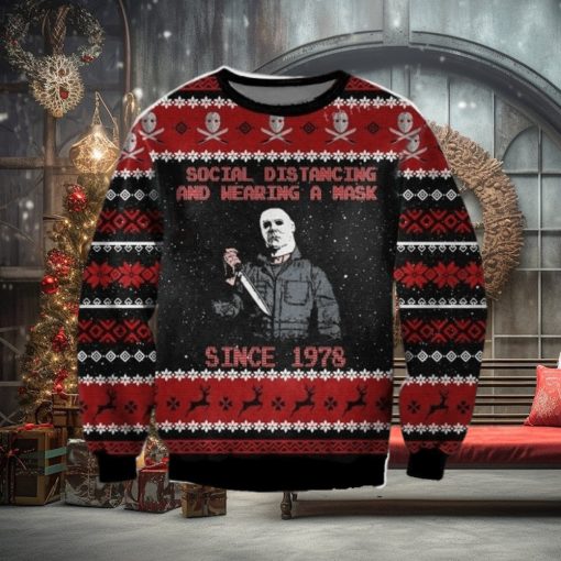 Social Distancing And Wearing A Mask Since 1978 Ugly Sweater Christmas Party