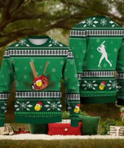 Softball Pattern Falling Snowflakes Sweater Trending For Men And Women Gift Holidays