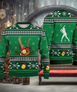 Softball Pattern Falling Snowflakes Sweater Trending For Men And Women Gift Holidays