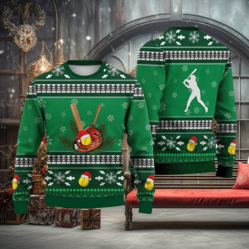 Softball Pattern Falling Snowflakes Sweater Trending For Men And Women Gift Holidays