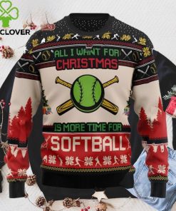 Softball Ugly Christmas Sweater, All I Want For Christmas Is More Time For Softball