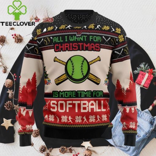 Softball Ugly Christmas Sweater, All I Want For Christmas Is More Time For Softball