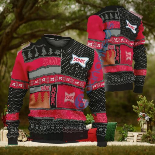 Sonic Drive In Logo Style Ugly Christmas 3D Sweater Gift For Fans