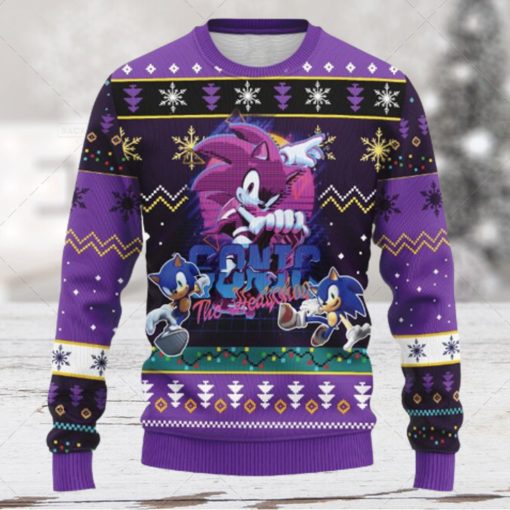Sonic The Hedgehog Purple Ugly Xmas Wool Knitted Sweater