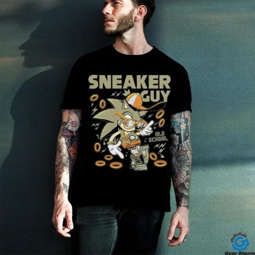 Sonic wear a hat, glasses, camera chain and Jordan 5 sneaker guy shirt