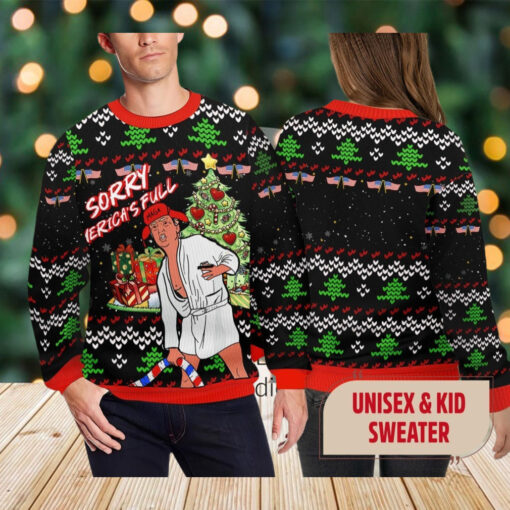 Sorry Merica’s Full Trump Christmas Ugly Sweater, Christmas Vacation Trump 3D Xmas Sweatshirt, Funny American 2024 President Merch