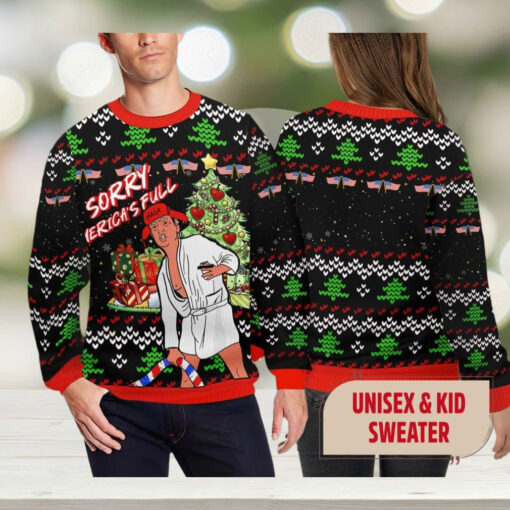 Sorry Merica’s Full Trump Christmas Ugly Sweater, Christmas Vacation Trump 3D Xmas Sweatshirt, Funny American 2024 President Merch