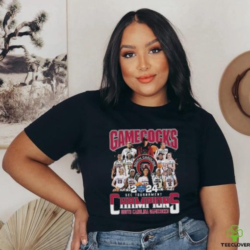 South Carolina Gamecocks Women’s Basketball Team 2024 Sec Tournament Champions Signatures T shirt
