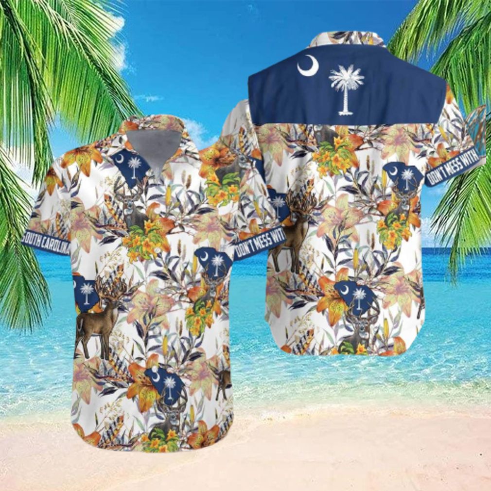 South Carolina White Tailed Deer And Yellow Jessamine Hawaiian Shirt South Carolina White Tailed Deer And Yellow Jessamine Hawaiian Shirt