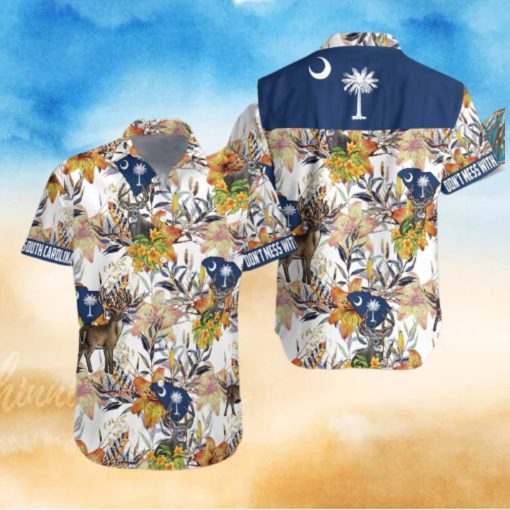 South Carolina White Tailed Deer And Yellow Jessamine Hawaiian Shirt