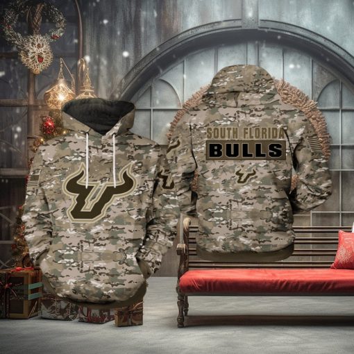 South Florida Bulls NCAA Camo Veteran 3D Printed Hoodie