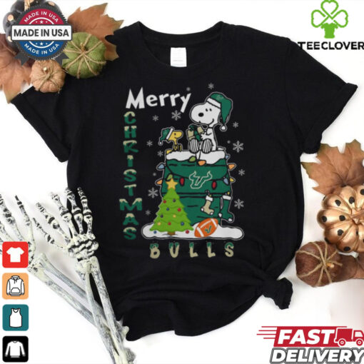 South Florida Bulls Snoopy And Woodstock Merry Christmas Shirt