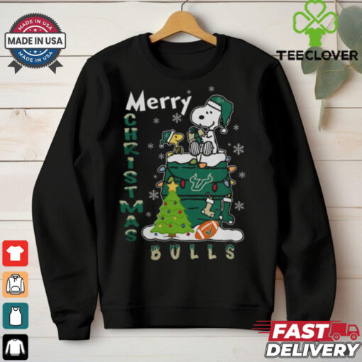 South Florida Bulls Snoopy And Woodstock Merry Christmas Shirt