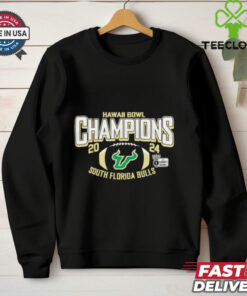 South Florida Football Hawaii Bowl Game Champions 2024 Logo Shirt, featuring the South Florida Bulls' logo alongside the Hawaii Bowl Game Champions graphic. Perfect for fans celebrating the Bulls' victory in the 2024 Hawaii Bowl.