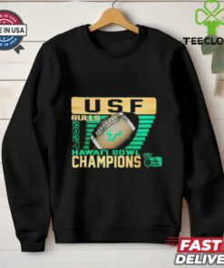 South Florida Football 2024 Hawaii Bowl Champions Shirt, featuring a celebratory design highlighting South Florida's victory in the 2024 Hawaii Bowl. Perfect for fans commemorating this championship win in a stylish and spirited way.