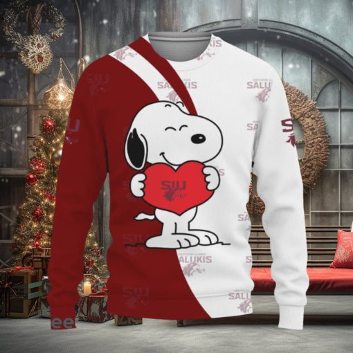 Southern Illinois Salukis Snoopy Cute Heart American Sports Team Ugly Xmas 3D Sweater