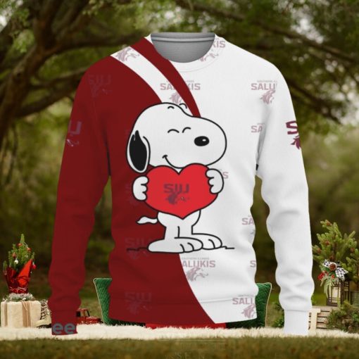 Southern Illinois Salukis Snoopy Cute Heart American Sports Team Ugly Xmas 3D Sweater