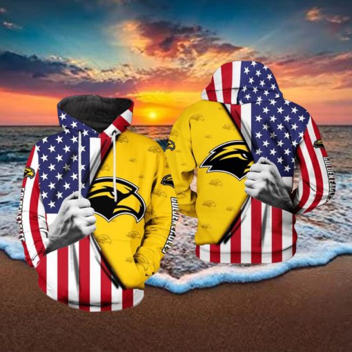 Southern Miss Golden Eagles NCAA US Flag 3D Printed Hoodie