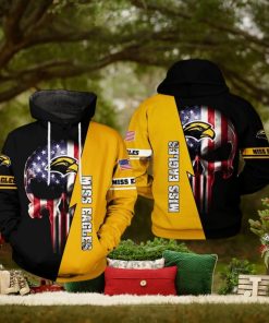 Southern Miss Golden Eagles NCAA US Flag Skull 3D Hoodie