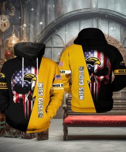 Southern Miss Golden Eagles NCAA US Flag Skull 3D Hoodie