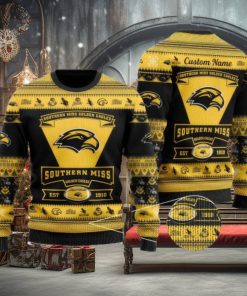 Southern Miss Golden Eagles Team Custom Name Ugly Christmas Sweater For Men And Women Sport Gift