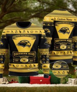 Southern Miss Golden Eagles Team Custom Name Ugly Christmas Sweater For Men And Women Sport Gift