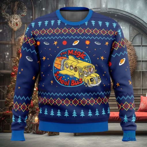 Space Adventures The Magic School Bus 3D Ugly Christmas Sweater Christmas Gift Ideas Party Gift