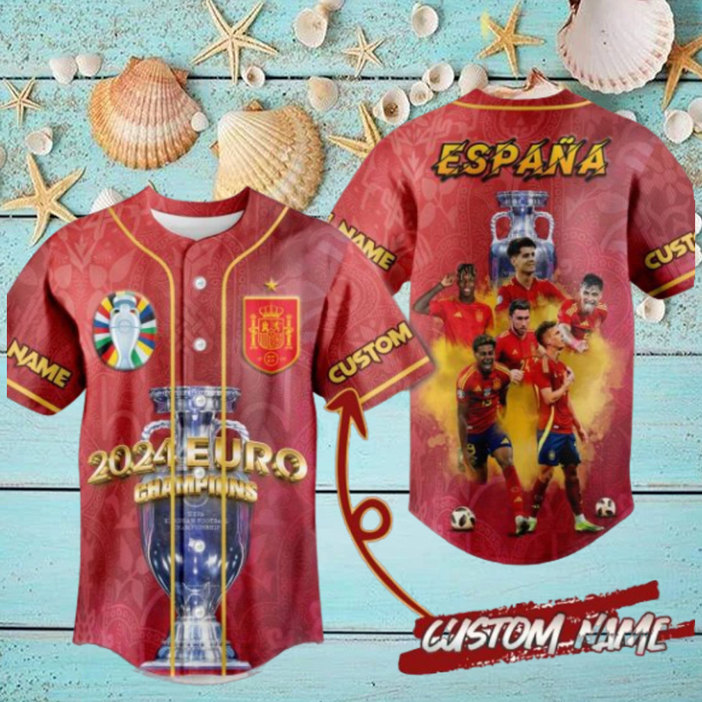 Spain 2024 Euro Champions Espana Custom Baseball Jersey Spain 2024 Euro Champions Espana Custom Baseball Jersey