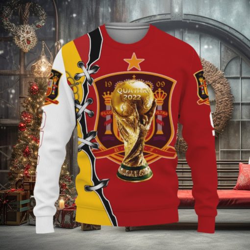 Spain Flag national soccer team World Cup qatar champions vintage football gift fans world cup Knitted Xmas Sweater