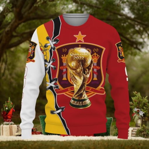 Spain Flag national soccer team World Cup qatar champions vintage football gift fans world cup Knitted Xmas Sweater