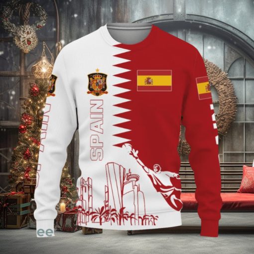 Spain Flag sport soccer team World Cup qatar champions football Knitted Christmas 3D Sweater